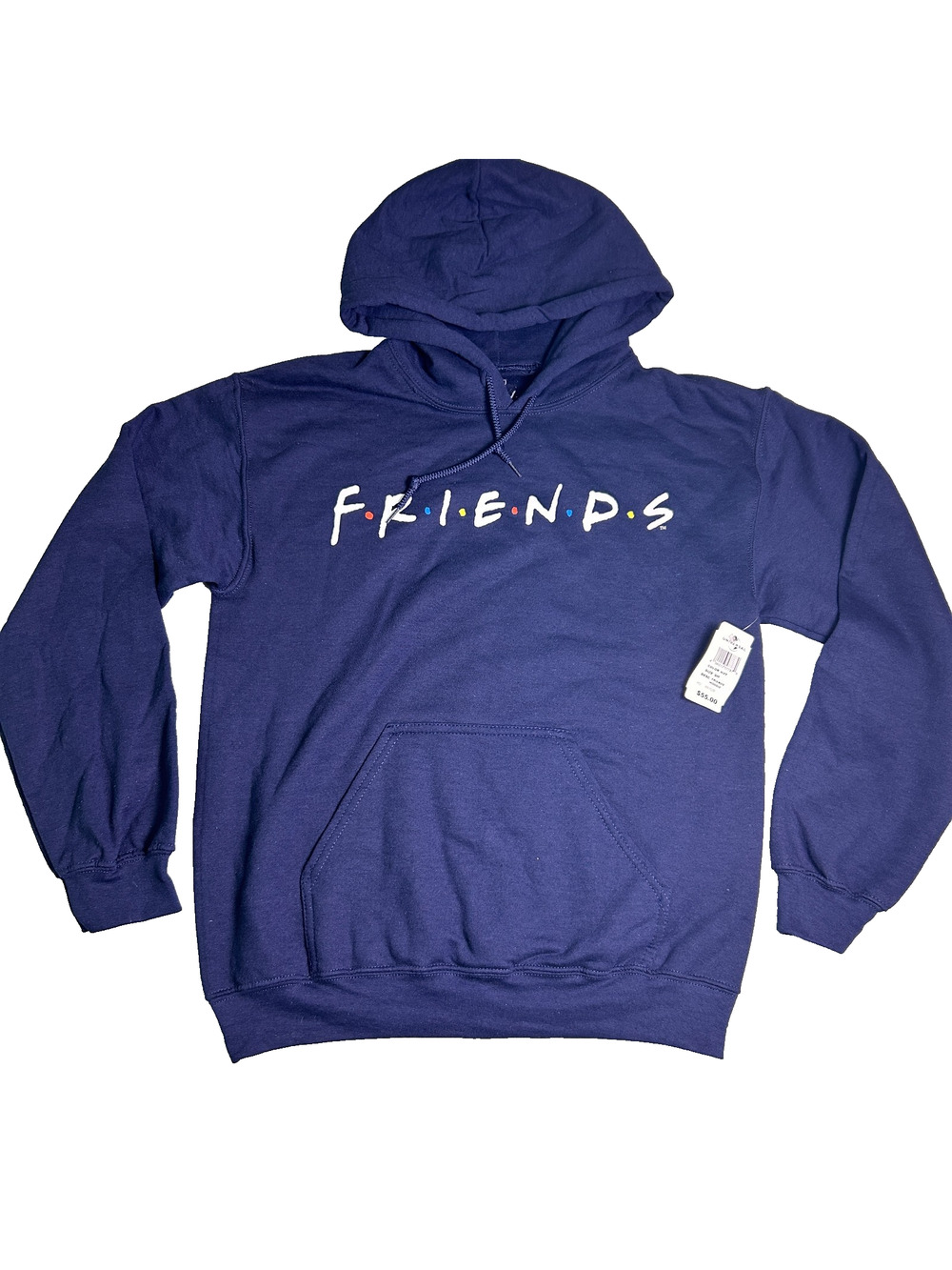 NWT Ripple Junction Friends Logo Hoodie Unisex Small Navy Blue TV Show Retro
